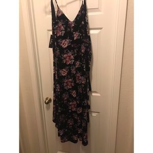 Floral black velvet dress